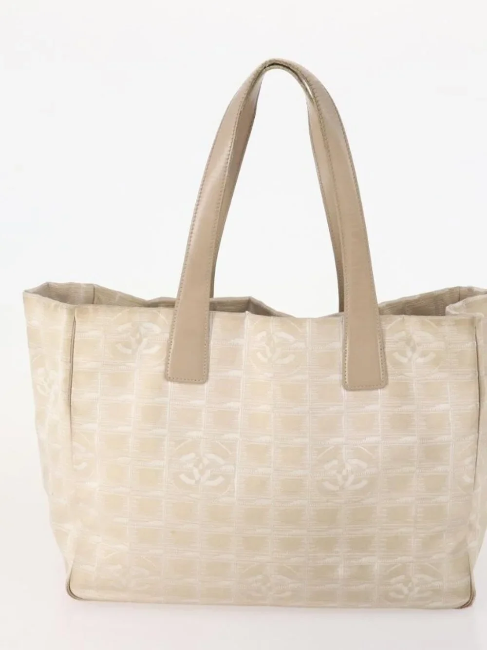 CHANEL New Travel line Tote Bag Nylon 3 Set Black Beige CC Auth BA12660